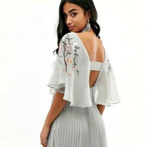 Modern ASOS Pleated Floral Embellished Open back - Picture 5 of 6